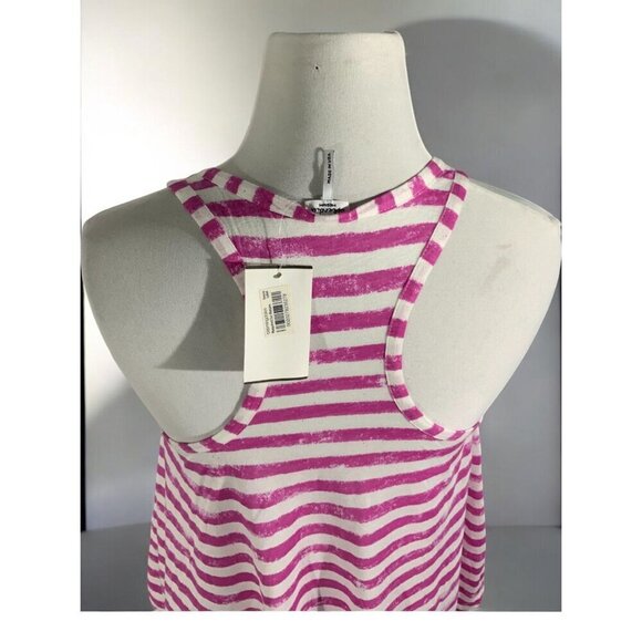 Splendid Womens Striped Racerback Tank Top Scoop Neckline Pink White NEW Medium - Picture 4 of 9